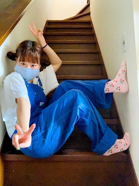 「おうちスタイル」｜「アイテム（オールインワン・サロペット）」を使った、ちゃむさん（レディース・151cm）の春コーディネート