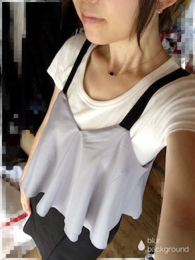 「KBF+（ケービーエフプラス）のアイテム（キャミソール、グレー系）」を使った、ばぁばさん（レディース・167cm）の夏コーディネート