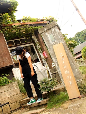 「緑」｜「アイテム（つなぎ/オールインワン）」を使った、a.t   さん（レディース・158cm）の秋コーディネート
