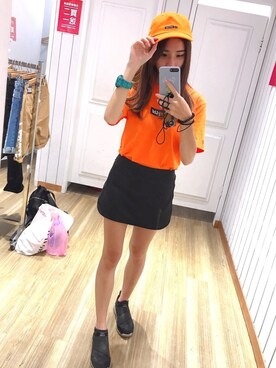 「CACO（カコ）のアイテム（帽子）」を使った、高飛さん（レディース・161cm）の秋コーディネート
