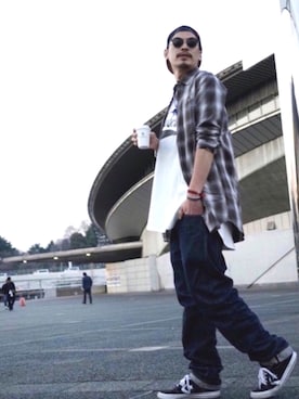 「Subciety（サブサエティ）のアイテム（帽子）」を使った、Subciety_ZOZOTOWNさん（メンズ・186cm）の春コーディネート