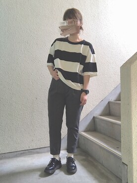 「Dr. Martens（ドクターマーチン）のDr.Martens (ドクターマーチン)/1461 3EYE GIBSON SHOES（その他シューズ）」を使った、tamoさん（レディース・153cm）の夏コーディネート