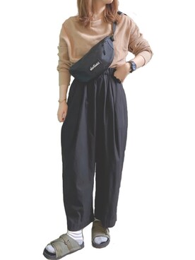 「ボーダーソックス」｜「アイテム（サンダル）」を使った、tamoさん（レディース・153cm）の春コーディネート