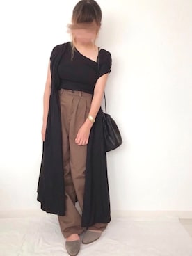 「ブラウン×ブラック」｜「アイテム（サンダル）」を使った、うーまんさん（レディース・158cm）の秋コーディネート