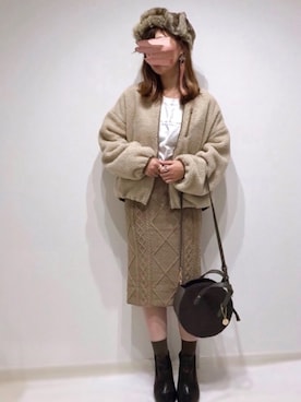 「ケーブルニットスカート」｜うーまんさん（レディース・158cm）の秋コーディネート