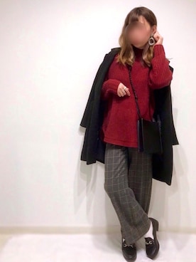 「ビットローファー」｜「アイテム（チェスターコート）」を使った、うーまんさん（レディース・158cm）の冬コーディネート