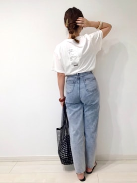 「バックロゴ」｜「アイテム（アクセサリー）」を使った、うーまんさん（レディース・158cm）の夏コーディネート