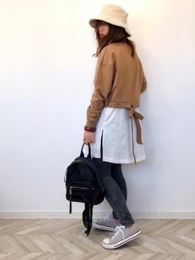 「Edit Sheen（エディットシーン）のアイテム（バックパック/リュック）」を使った、うーまんさん（レディース・158cm）の秋コーディネート