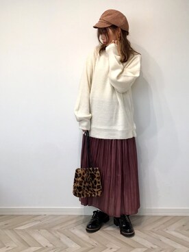 「AmbreNeige」｜「アイテム（キャスケット）」を使った、うーまんさん（レディース・158cm）の秋コーディネート