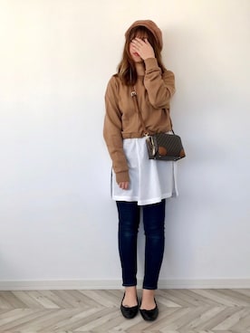 「RODE SKO」｜「アイテム（キャスケット）」を使った、うーまんさん（レディース・158cm）の秋コーディネート
