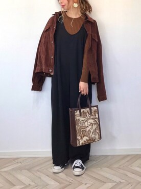 「AmbreNeige」｜「アイテム（その他アウター）」を使った、うーまんさん（レディース・158cm）の秋コーディネート