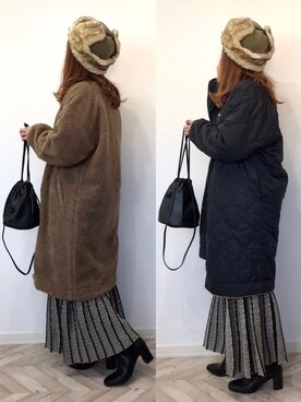 「polcadot」｜「アイテム（キャップ）」を使った、うーまんさん（レディース・158cm）の冬コーディネート