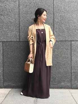 「アイテム（テーラードジャケット、イエロー系）」を使った、konmiさん（レディース・152cm）の春コーディネート