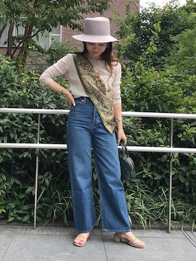 「SLOBE IENA（スローブイエナ）のアイテム（ハット）」を使った、konmiさん（レディース・152cm）の秋コーディネート