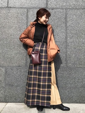 「スローブイエナ」｜「アイテム（ダウンジャケット/コート）」を使った、konmiさん（レディース・152cm）の冬コーディネート