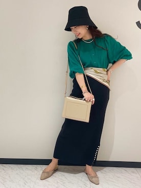 「SLOBE IENA（スローブイエナ）のアイテム（ハット）」を使った、konmiさん（レディース・152cm）の春コーディネート