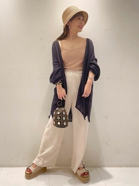 「スローブイエナ」｜「アイテム（帽子）」を使った、konmiさん（レディース・152cm）の春コーディネート