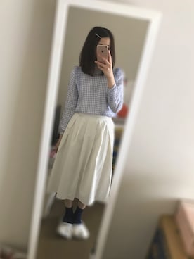 「ひざ丈スカート」｜やかかさん（レディース・159cm・20代）の春コーディネート