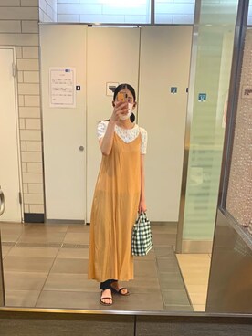 Uniqlo ユニクロ のワンピース ドレス オレンジ系 を使った人気ファッションコーディネート Wear