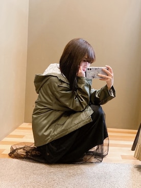 「earth music&ecology（アースミュージックアンドエコロジー）のアイテム（マウンテンパーカー）」を使った、ﾕﾂﾞﾂﾞｷさん（レディース・157cm）の冬コーディネート