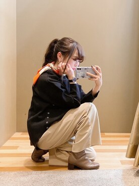 「earth music&ecology（アースミュージックアンドエコロジー）のマリン柄スカーフ＊（ストール/ショール）」を使った、ﾕﾂﾞﾂﾞｷさん（レディース・157cm）の冬コーディネート