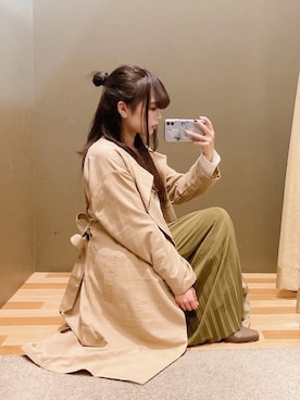 「Green　Parks（グリーンパークス）のアイテム（トレンチコート）」を使った、ﾕﾂﾞﾂﾞｷさん（レディース・157cm）の冬コーディネート