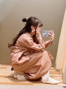「Green　Parks（グリーンパークス）のアイテム（シャツワンピース）」を使った、ﾕﾂﾞﾂﾞｷさん（レディース・157cm）の春コーディネート