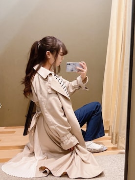 「Green　Parks（グリーンパークス）のアイテム（トレンチコート）」を使った、ﾕﾂﾞﾂﾞｷさん（レディース・157cm）の春コーディネート