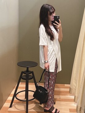 「Green　Parks（グリーンパークス）のビット金具付きミニショルダーバッグ＊（ショルダーバッグ）」を使った、ﾕﾂﾞﾂﾞｷさん（レディース・157cm）の夏コーディネート