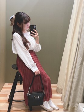 「Green　Parks（グリーンパークス）のビット金具付きミニショルダーバッグ＊（ショルダーバッグ）」を使った、ﾕﾂﾞﾂﾞｷさん（レディース・157cm）の夏コーディネート