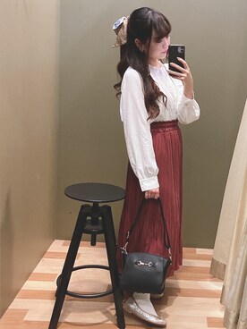 「Green　Parks（グリーンパークス）のビット金具付きミニショルダーバッグ＊（ショルダーバッグ）」を使った、ﾕﾂﾞﾂﾞｷさん（レディース・157cm）の夏コーディネート