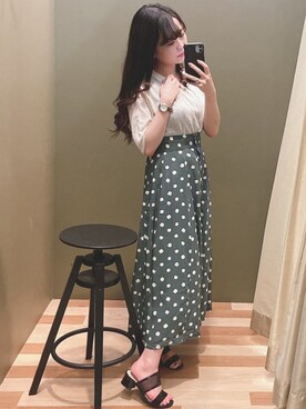 「RAY CASSIN（レイカズン）のアイテム（スカート）」を使った、ﾕﾂﾞﾂﾞｷさん（レディース・157cm）の夏コーディネート