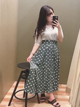 「RAY CASSIN（レイカズン）のアイテム（スカート）」を使った、ﾕﾂﾞﾂﾞｷさん（レディース・157cm）の夏コーディネート