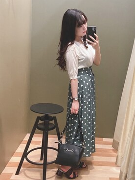 「Green　Parks（グリーンパークス）のビット金具付きミニショルダーバッグ＊（ショルダーバッグ）」を使った、ﾕﾂﾞﾂﾞｷさん（レディース・157cm）の夏コーディネート