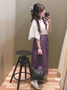 「Green　Parks（グリーンパークス）のビット金具付きミニショルダーバッグ＊（ショルダーバッグ）」を使った、ﾕﾂﾞﾂﾞｷさん（レディース・157cm）の秋コーディネート