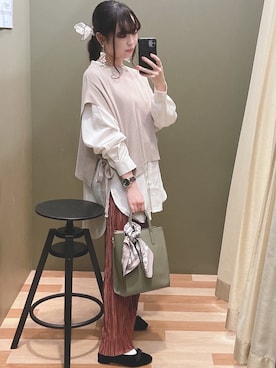 「cache cache（カシュ カシュ）のアイテム（トートバッグ）」を使った、ﾕﾂﾞﾂﾞｷさん（レディース・157cm）の秋コーディネート