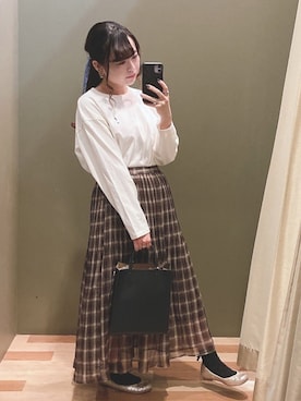 「cache cache（カシュ カシュ）のアイテム（トートバッグ）」を使った、ﾕﾂﾞﾂﾞｷさん（レディース・157cm）の秋コーディネート