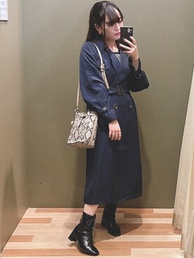 「Green　Parks（グリーンパークス）のアイテム（トレンチコート）」を使った、ﾕﾂﾞﾂﾞｷさん（レディース・157cm）の秋コーディネート
