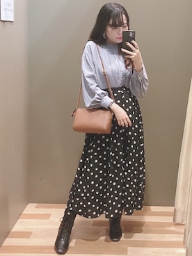 「RAY CASSIN（レイカズン）のアイテム（スカート）」を使った、ﾕﾂﾞﾂﾞｷさん（レディース・157cm）の秋コーディネート