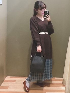 「cache cache（カシュ カシュ）のアイテム（トートバッグ）」を使った、ﾕﾂﾞﾂﾞｷさん（レディース・157cm）の秋コーディネート