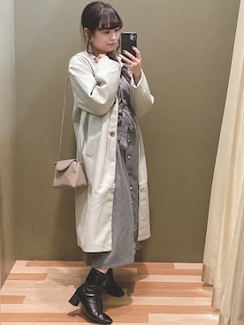 「earth music&ecology（アースミュージックアンドエコロジー）のアイテム（ノーカラージャケット）」を使った、ﾕﾂﾞﾂﾞｷさん（レディース・157cm）の秋コーディネート