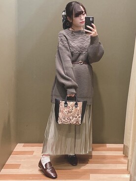 「Sugar spoon（シュガースプーン）のアイテム（ニット/セーター）」を使った、ﾕﾂﾞﾂﾞｷさん（レディース・157cm）の秋コーディネート