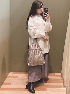 「Sugar spoon（シュガースプーン）のアイテム（ニット/セーター）」を使った、ﾕﾂﾞﾂﾞｷさん（レディース・157cm）の秋コーディネート