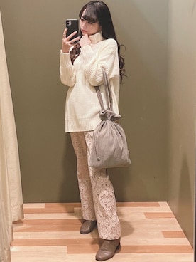 「Green　Parks（グリーンパークス）のアイテム（ニット/セーター）」を使った、ﾕﾂﾞﾂﾞｷさん（レディース・157cm）の冬コーディネート