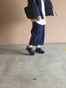 「COMOLI（コモリ）のアイテム（ノーカラージャケット）」を使った、geeさん（メンズ・176cm）の春コーディネート
