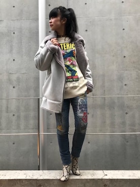 「hystericglamour」｜「アイテム（ムートンコート）」を使った、fukuchanさん（レディース・154cm）の秋コーディネート