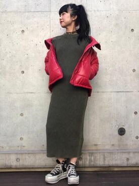 「リブ　」｜「アイテム（ブルゾン）」を使った、fukuchanさん（レディース・154cm）の秋コーディネート