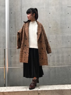 「ビッグサイズコーデ」｜「アイテム（チェスターコート）」を使った、fukuchanさん（レディース・154cm）の冬コーディネート