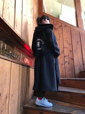 「hystericglamour」｜「アイテム（トレンチコート）」を使った、fukuchanさん（レディース・154cm）の冬コーディネート