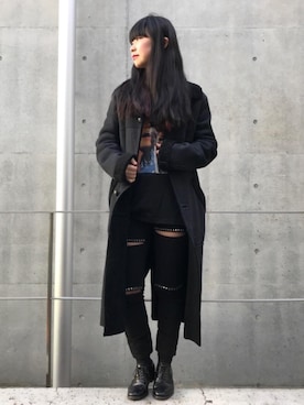 「hystericglamour」｜「アイテム（ムートンコート）」を使った、fukuchanさん（レディース・154cm）の冬コーディネート